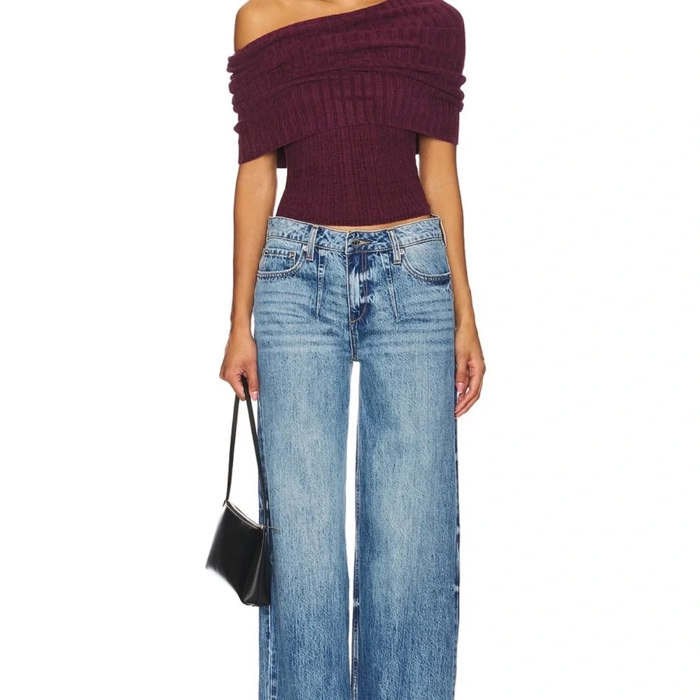 Revolve Lovers + Friends Gerda Off-Shoulder Burgundy Sweater - Picture 2 of 6
